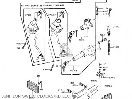 IGNITION SWITCH/LOCKS/REFLECTORS - KZ1100D1 SPECTRE 1982 USA CANADA