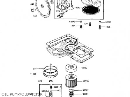 OIL PUMP/OIL FILTER - KZ1100D1 SPECTRE 1982 USA CANADA