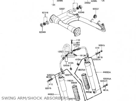 SWING ARM/SHOCK ABSORBERS - KZ1100D1 SPECTRE 1982 USA CANADA