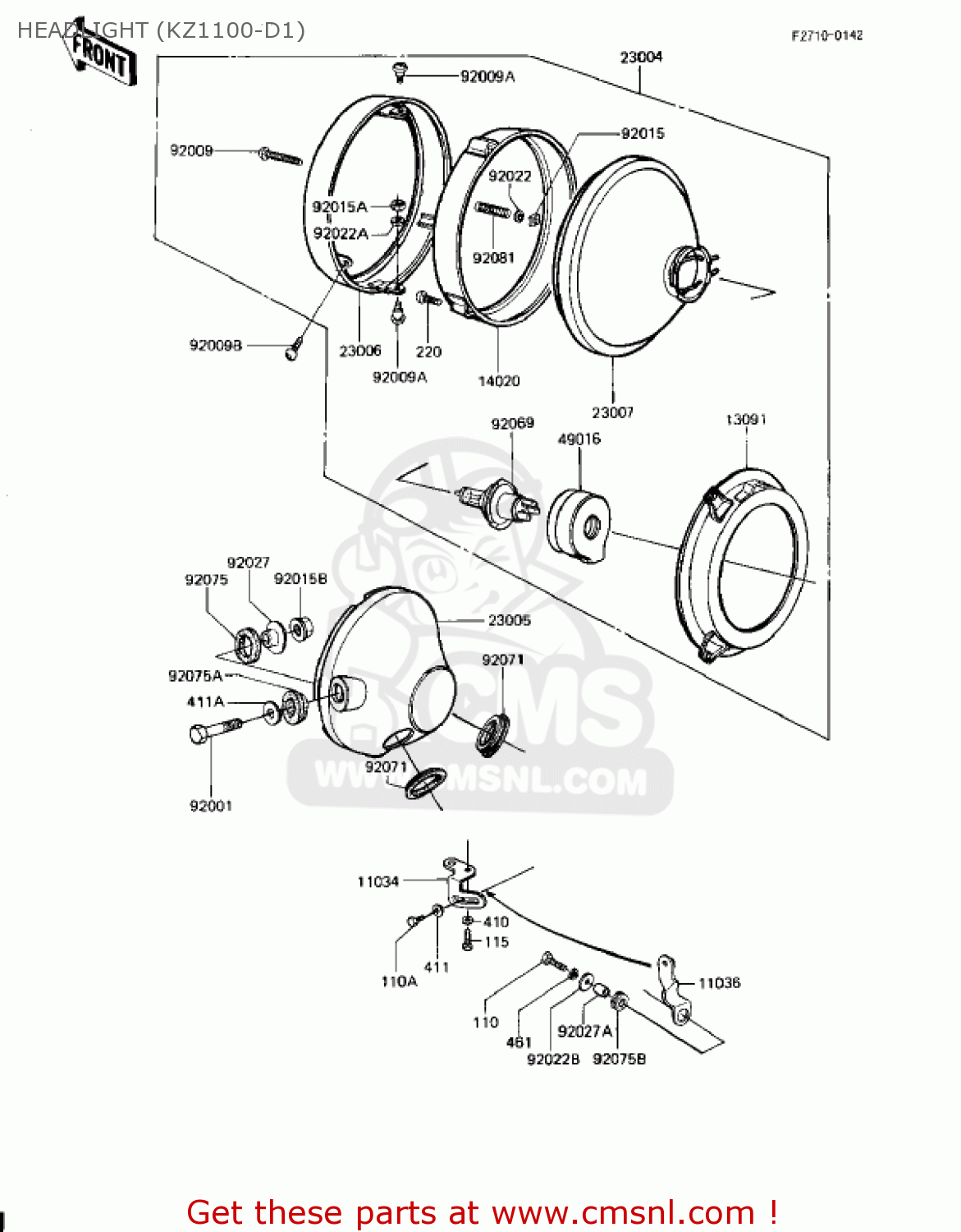 HEADLIGHT (KZ1100-D1) KZ1100D2 SPECTRE 1983 USA CANADA