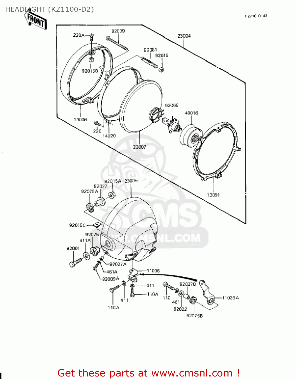 HEADLIGHT (KZ1100-D2) KZ1100D2 SPECTRE 1983 USA CANADA