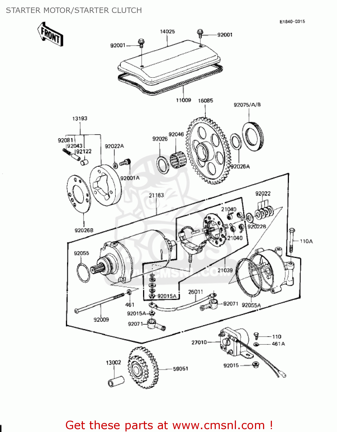 STARTER MOTOR/STARTER CLUTCH KZ1100D2 SPECTRE 1983 USA CANADA