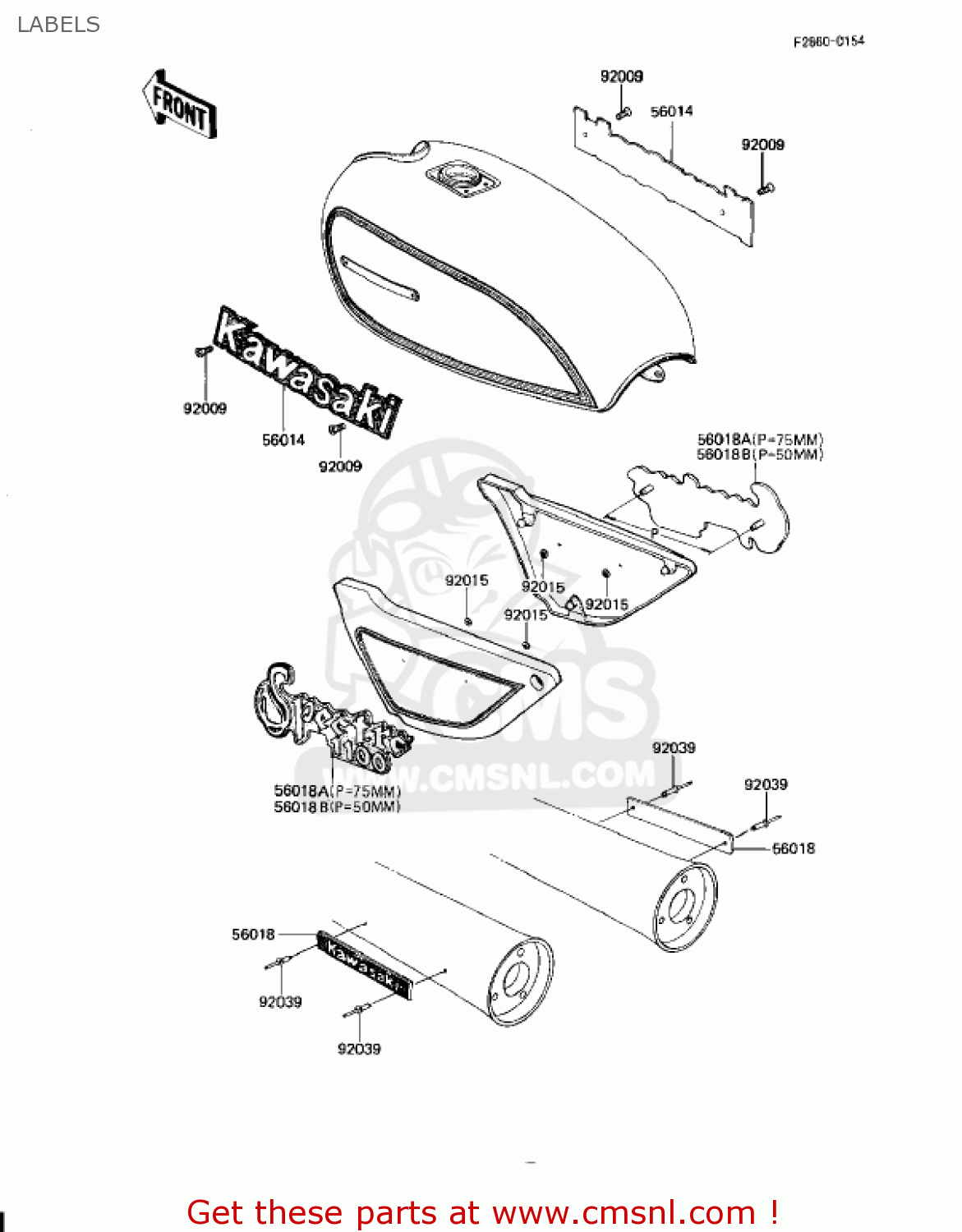 LABELS KZ1100D2 SPECTRE 1983 USA CANADA