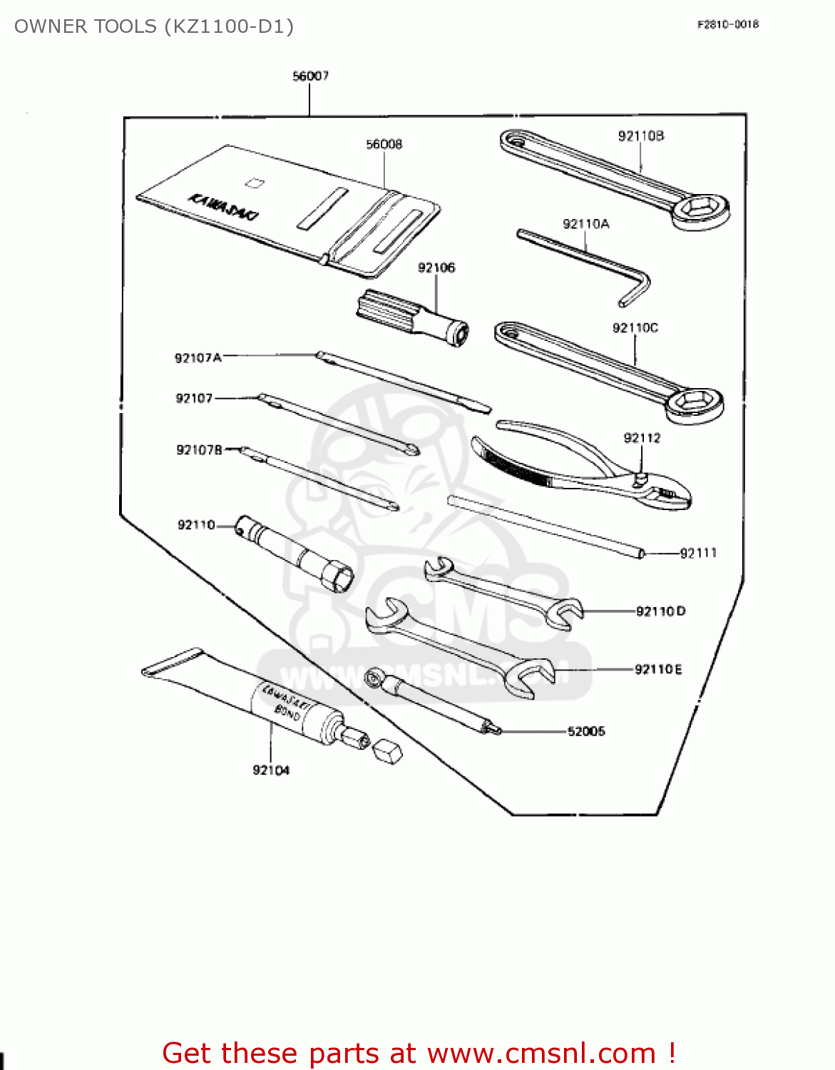 OWNER TOOLS (KZ1100-D1) KZ1100D2 SPECTRE 1983 USA CANADA