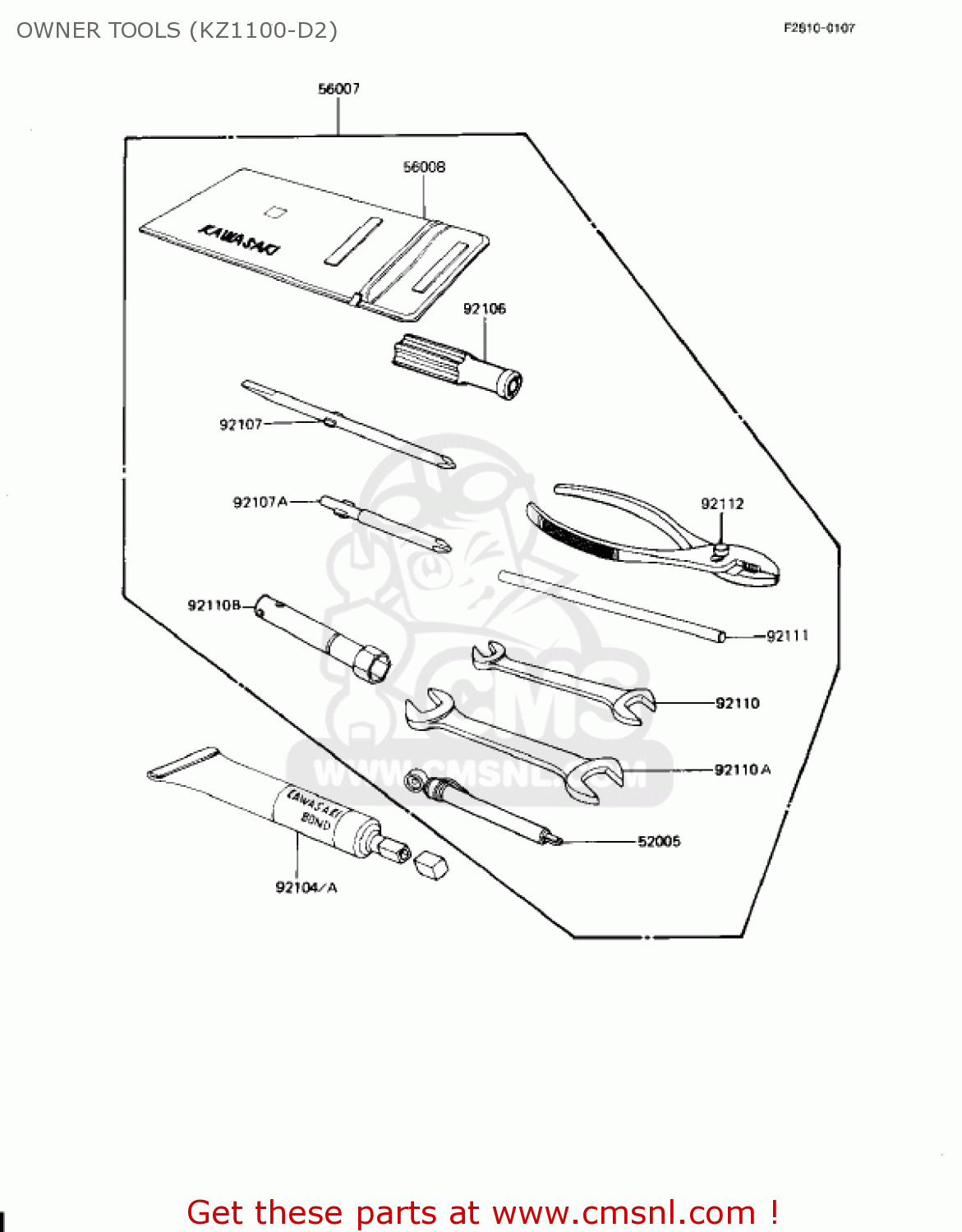 OWNER TOOLS (KZ1100-D2) KZ1100D2 SPECTRE 1983 USA CANADA