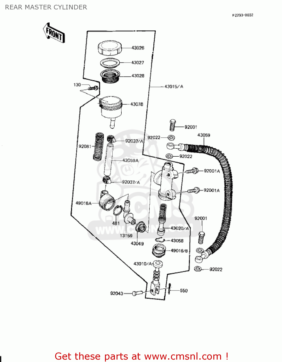 REAR MASTER CYLINDER KZ1100D2 SPECTRE 1983 USA CANADA