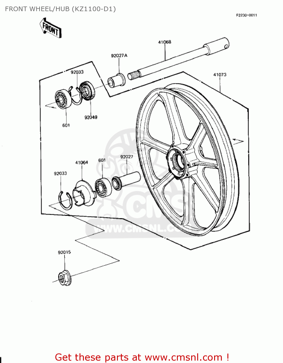 FRONT WHEEL/HUB (KZ1100-D1) KZ1100D2 SPECTRE 1983 USA CANADA