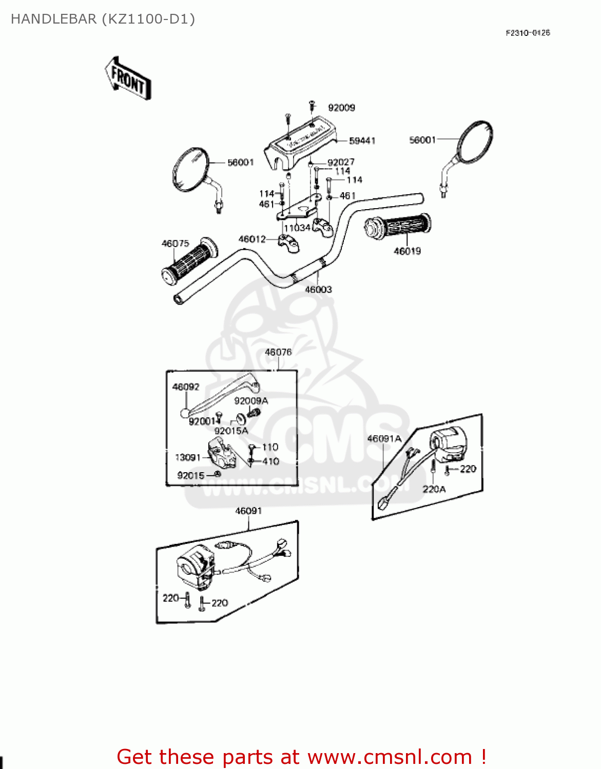HANDLEBAR (KZ1100-D1) KZ1100D2 SPECTRE 1983 USA CANADA