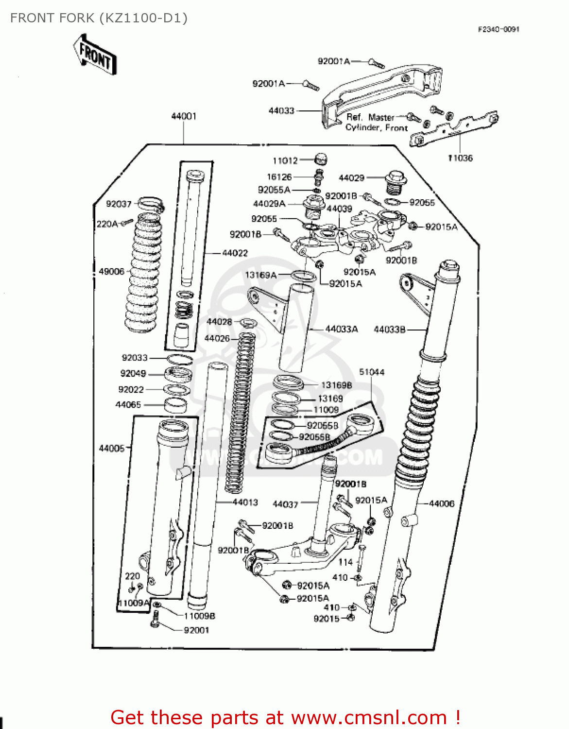 FRONT FORK (KZ1100-D1) KZ1100D2 SPECTRE 1983 USA CANADA
