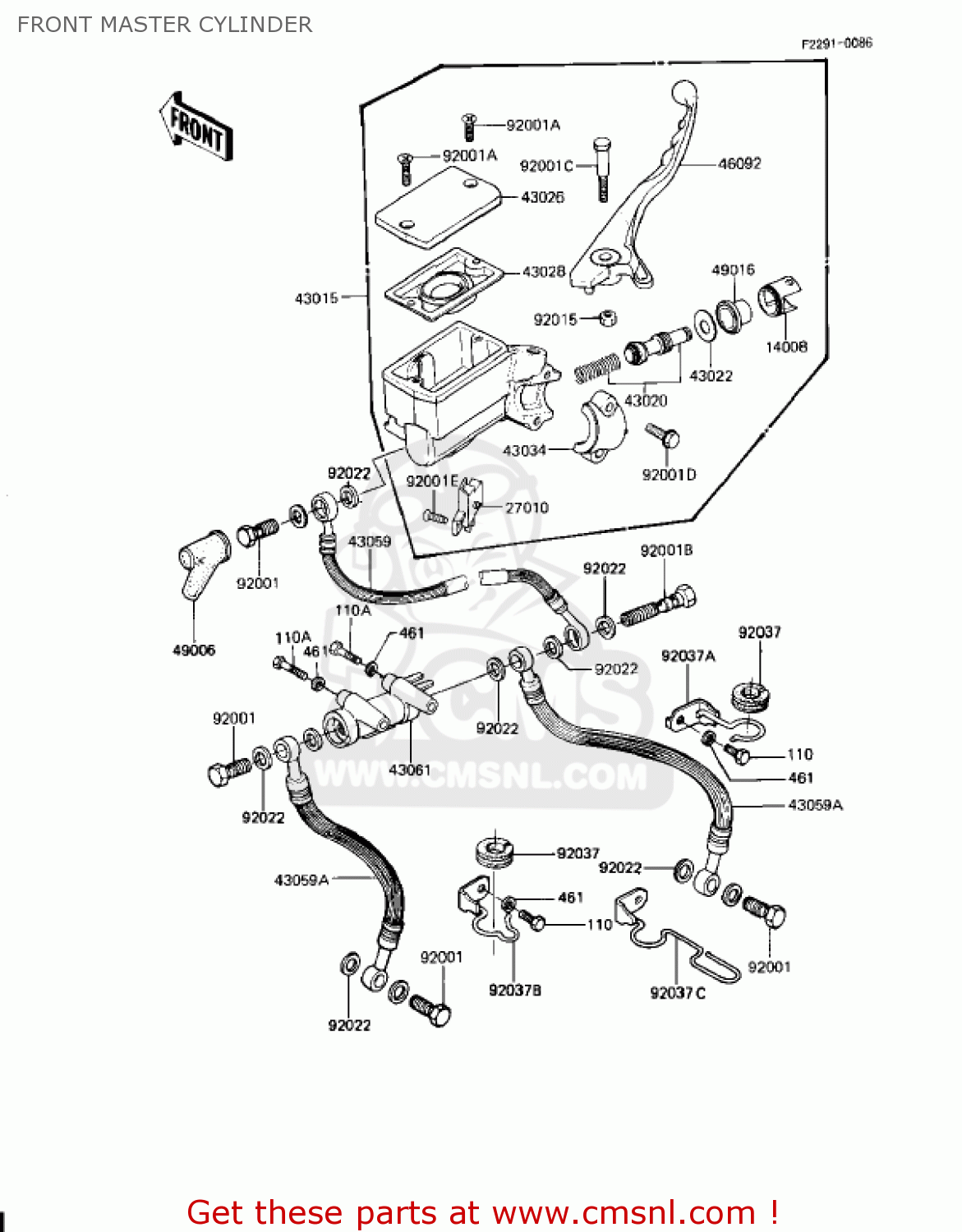 FRONT MASTER CYLINDER KZ1100D2 SPECTRE 1983 USA CANADA