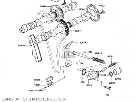 CAMSHAFTS/CHAIN/TENSIONER - KZ1100D2 SPECTRE 1983 USA CANADA