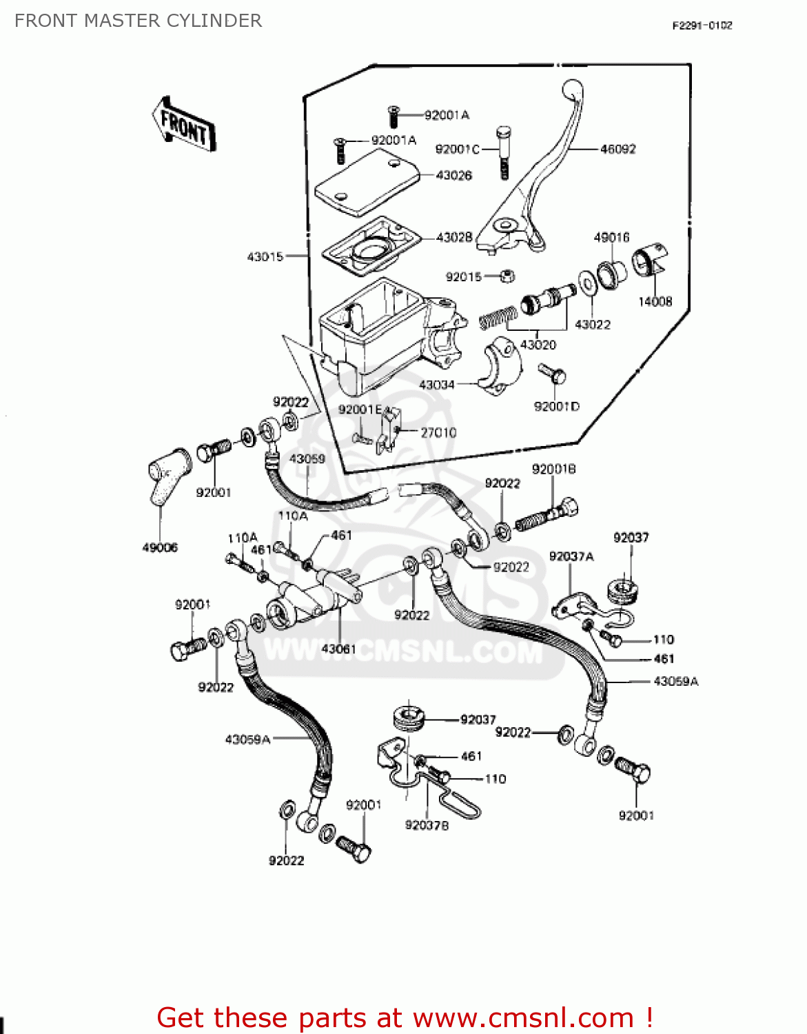 FRONT MASTER CYLINDER KZ1100L1 LTD SHAFT 1983 USA CANADA