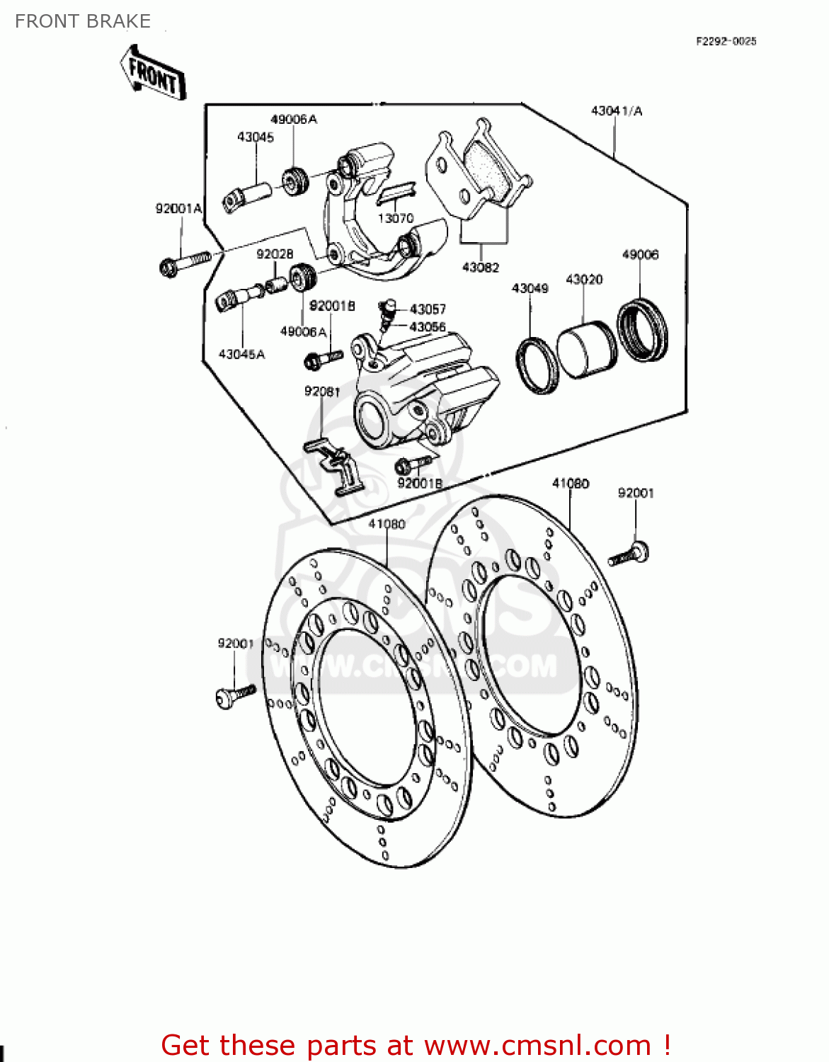 FRONT BRAKE KZ1100L1 LTD SHAFT 1983 USA CANADA