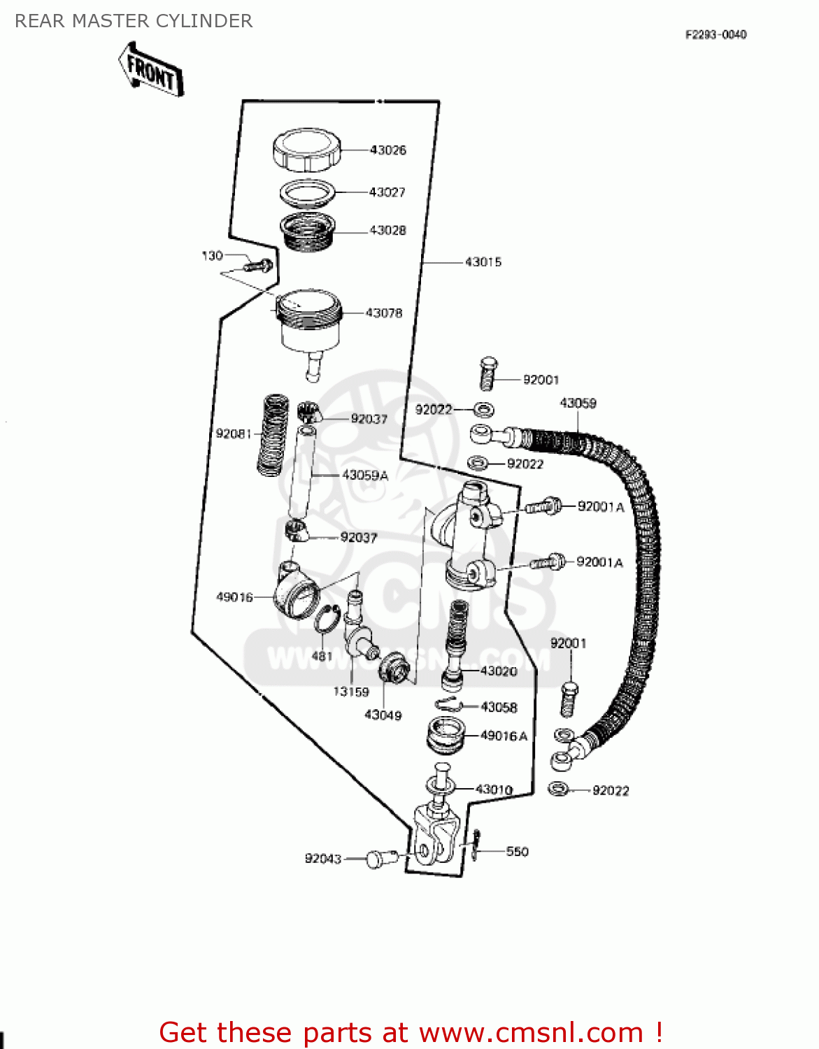 REAR MASTER CYLINDER KZ1100L1 LTD SHAFT 1983 USA CANADA