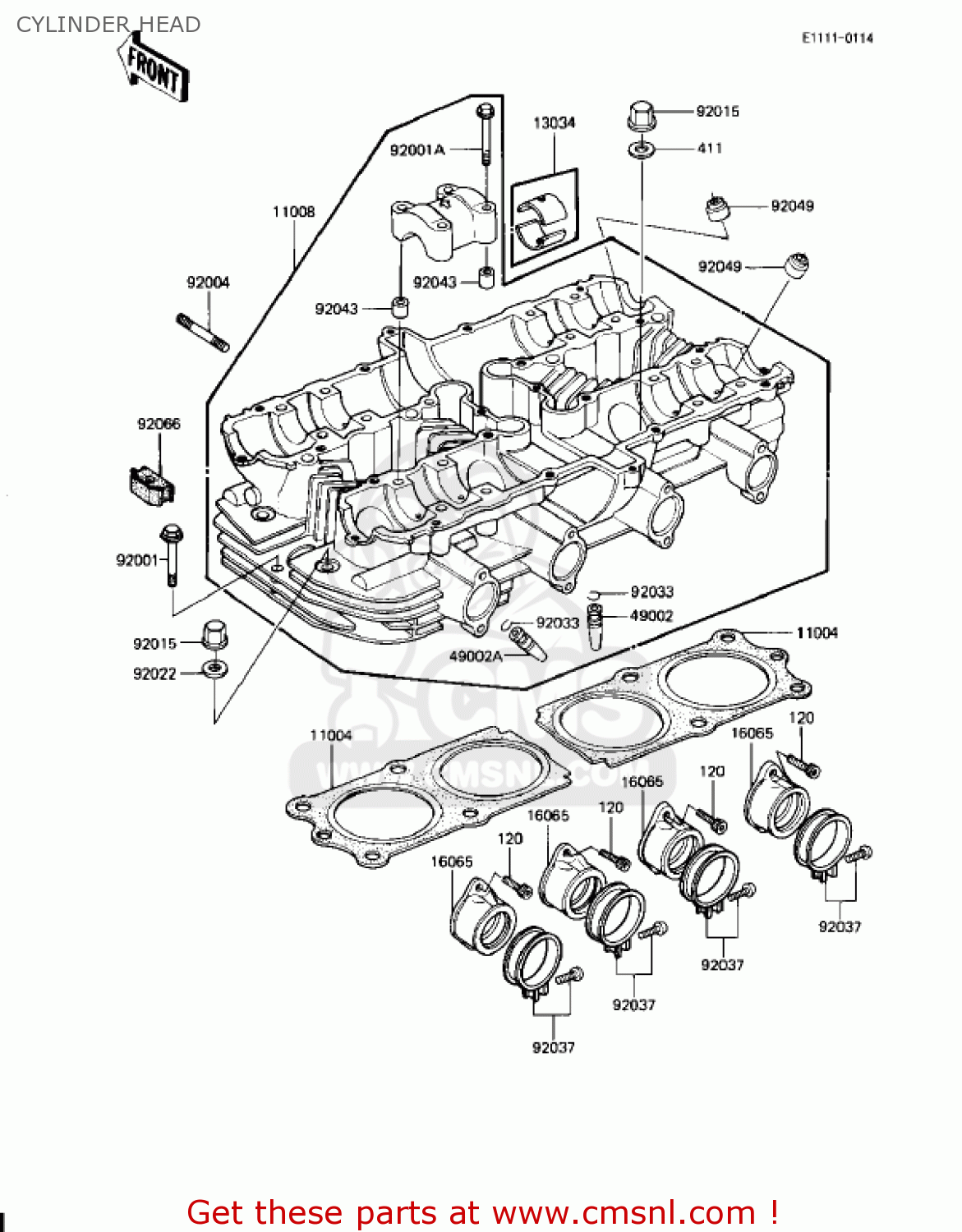 CYLINDER HEAD KZ1100L1 LTD SHAFT 1983 USA CANADA