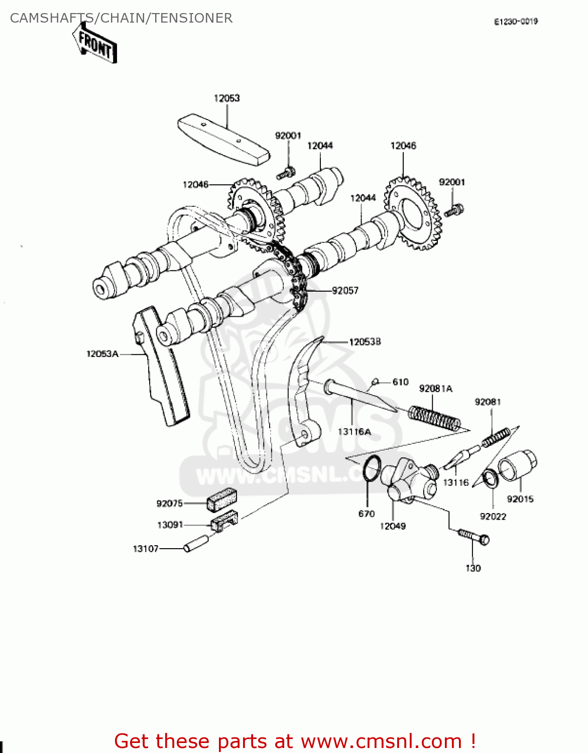CAMSHAFTS/CHAIN/TENSIONER KZ1100L1 LTD SHAFT 1983 USA CANADA