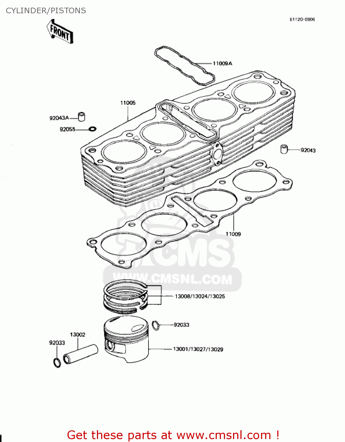 CYLINDER/PISTONS KZ1100L1 LTD SHAFT 1983 USA CANADA