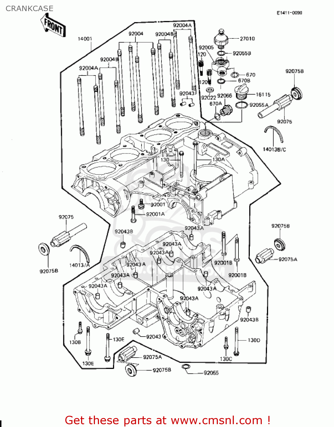 CRANKCASE KZ1100L1 LTD SHAFT 1983 USA CANADA