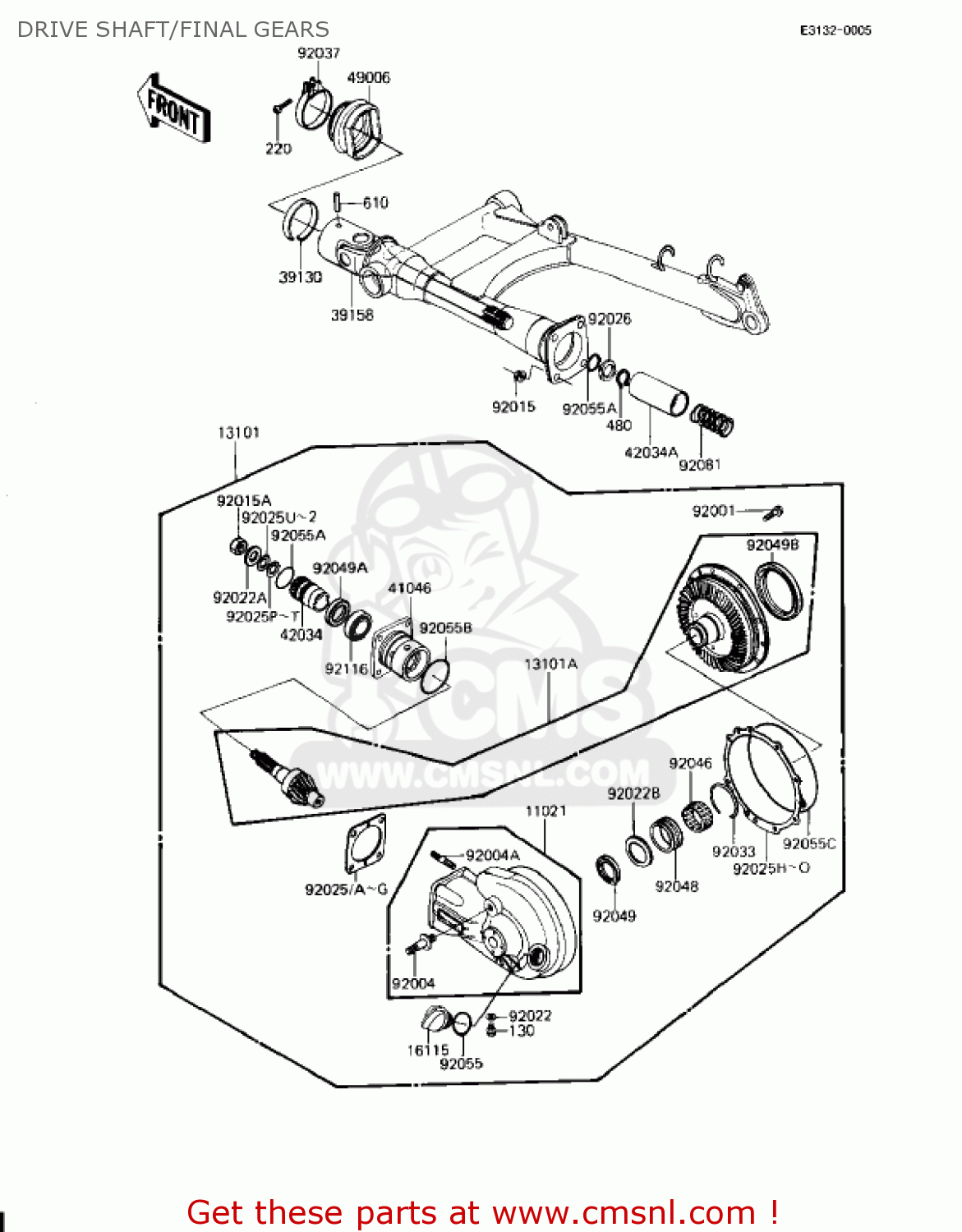 DRIVE SHAFT/FINAL GEARS KZ1100L1 LTD SHAFT 1983 USA CANADA
