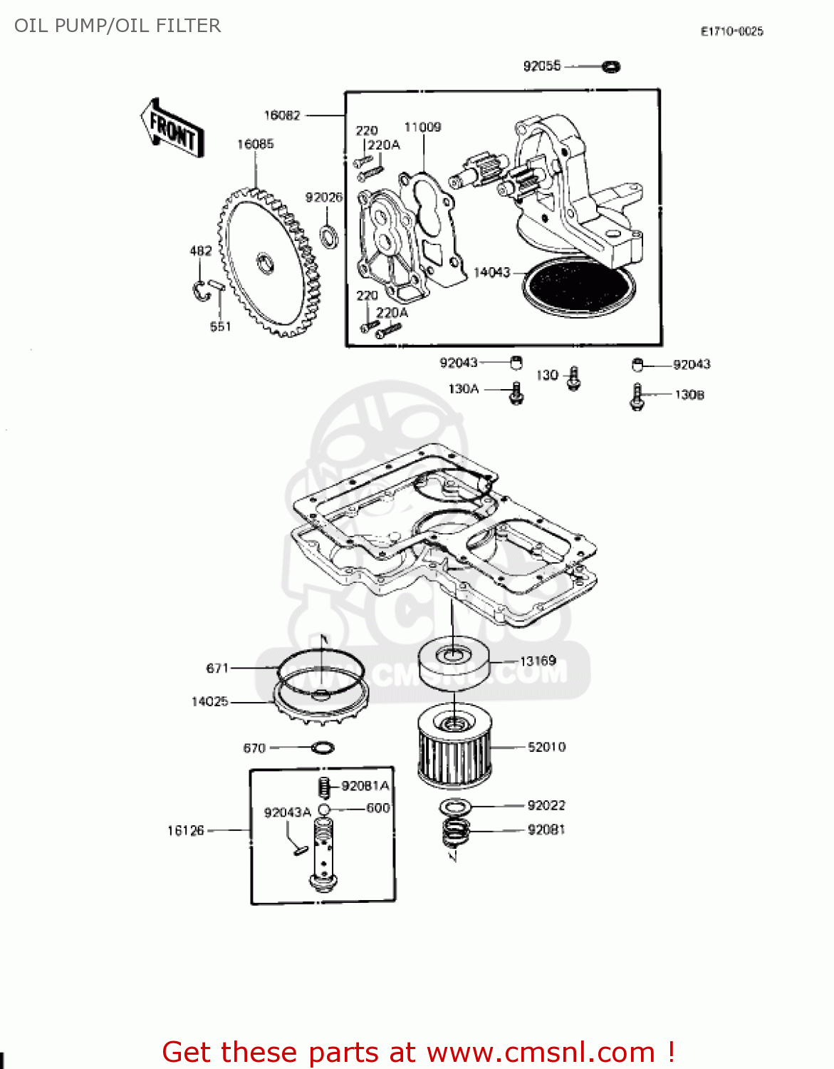 OIL PUMP/OIL FILTER KZ1100L1 LTD SHAFT 1983 USA CANADA