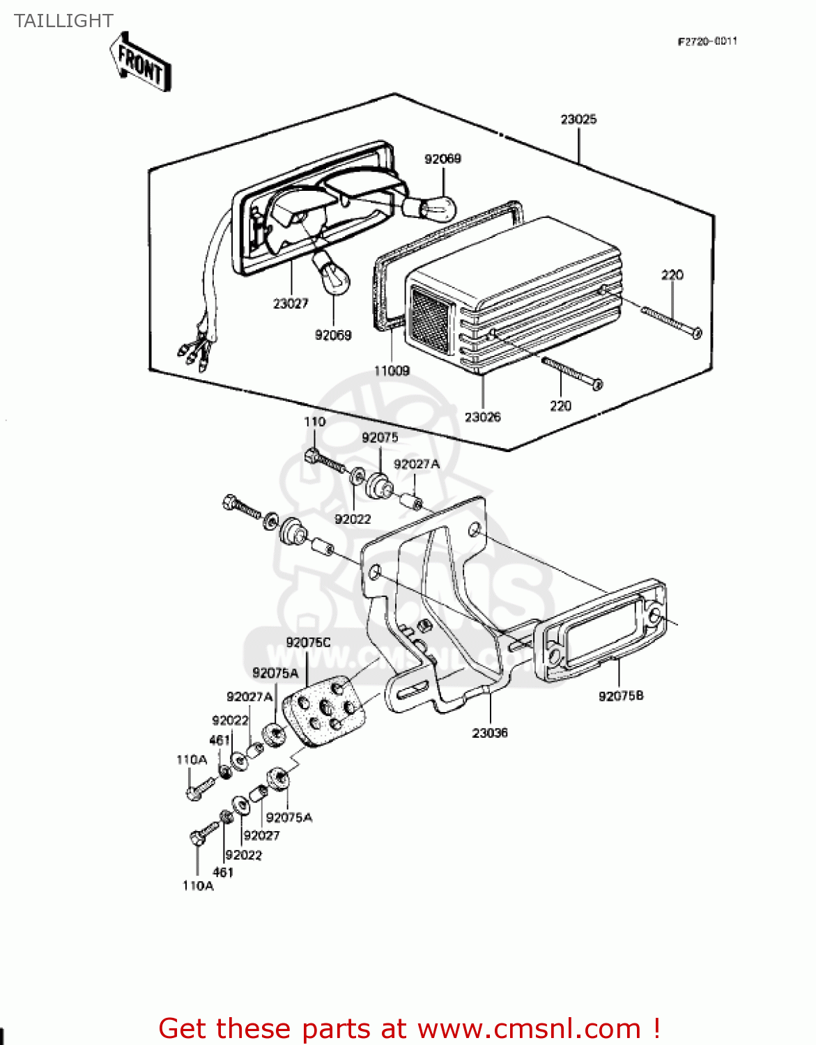 TAILLIGHT KZ1100L1 LTD SHAFT 1983 USA CANADA