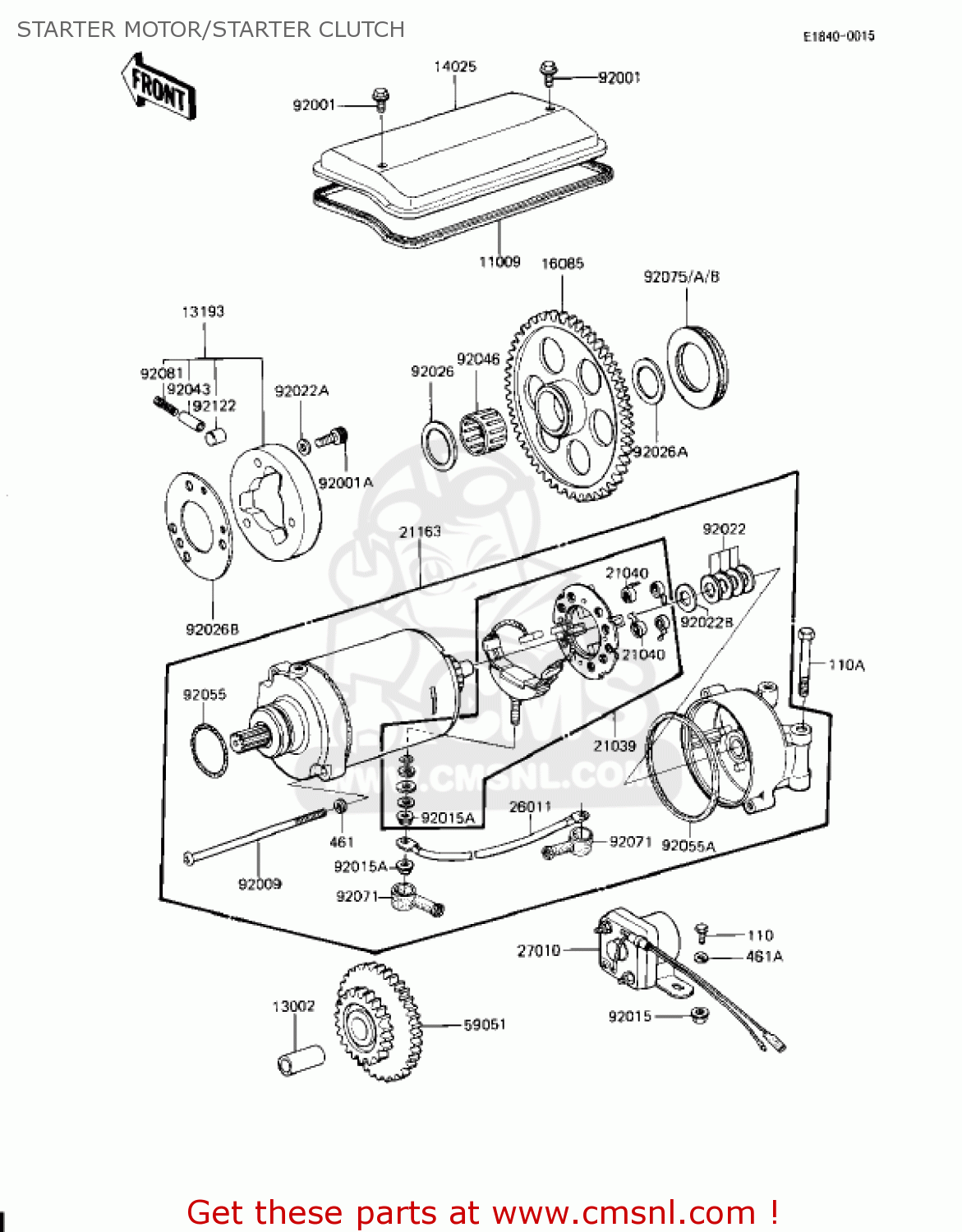 STARTER MOTOR/STARTER CLUTCH KZ1100L1 LTD SHAFT 1983 USA CANADA