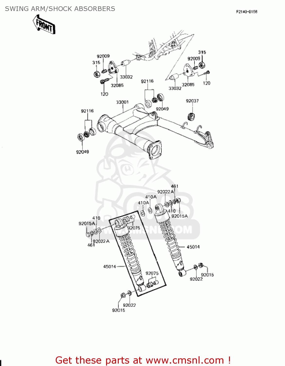 SWING ARM/SHOCK ABSORBERS KZ1100L1 LTD SHAFT 1983 USA CANADA