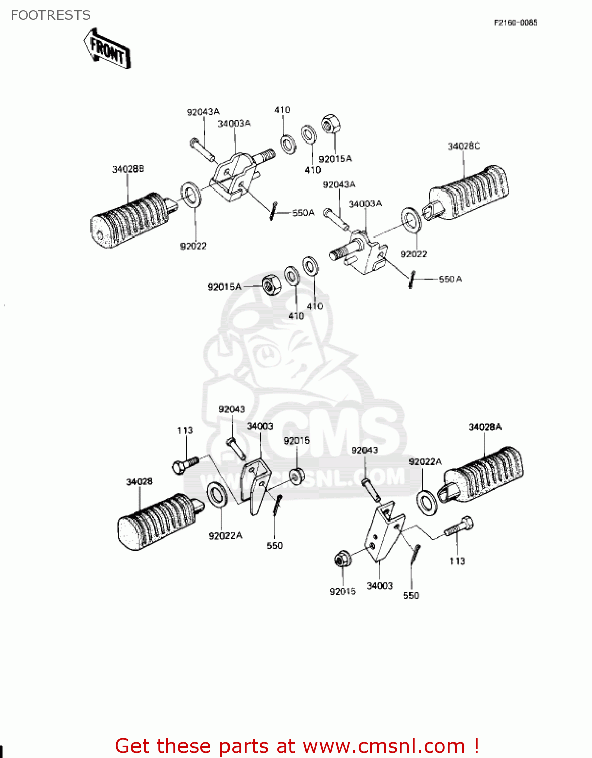 FOOTRESTS KZ1100L1 LTD SHAFT 1983 USA CANADA