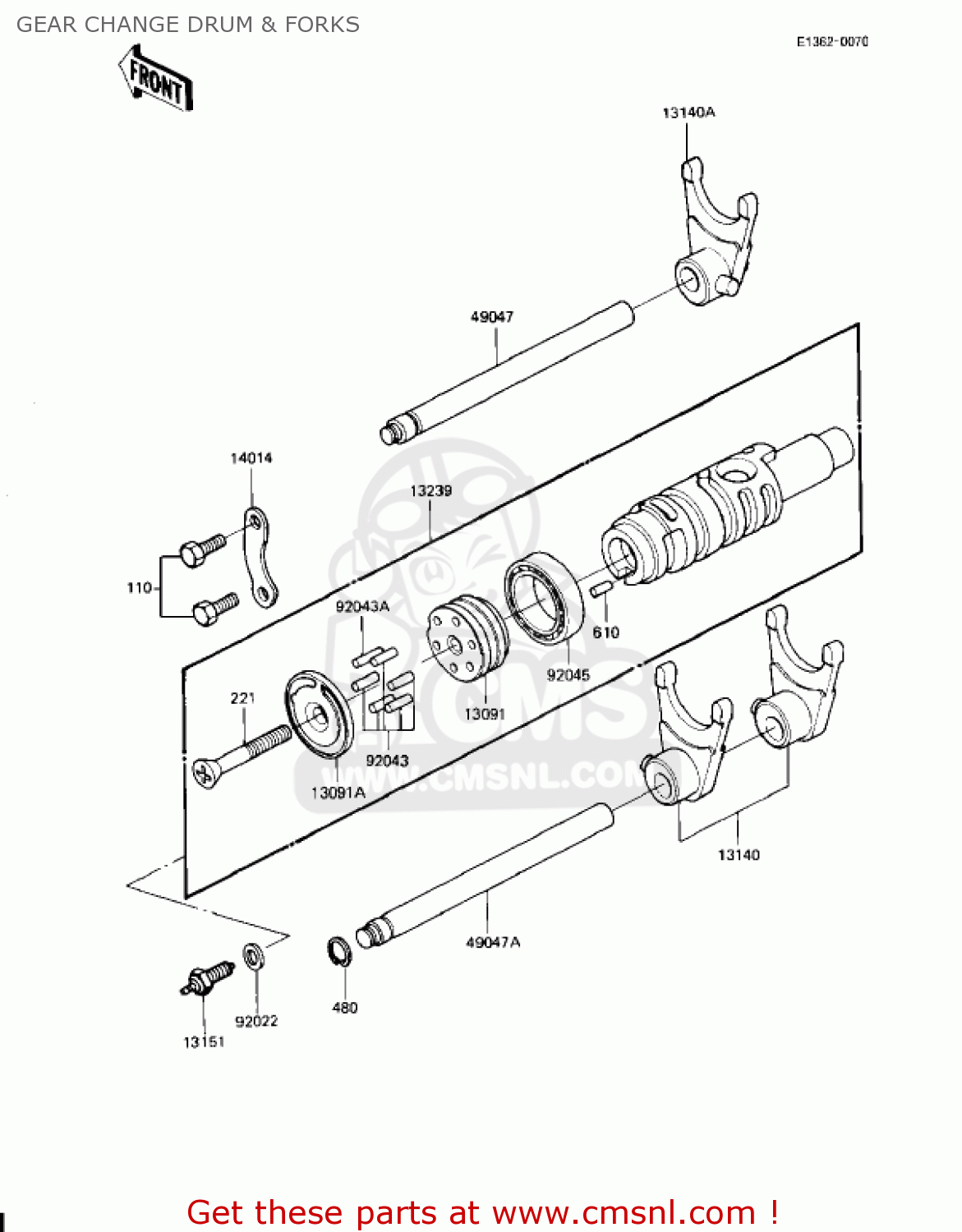 GEAR CHANGE DRUM & FORKS KZ1100L1 LTD SHAFT 1983 USA CANADA
