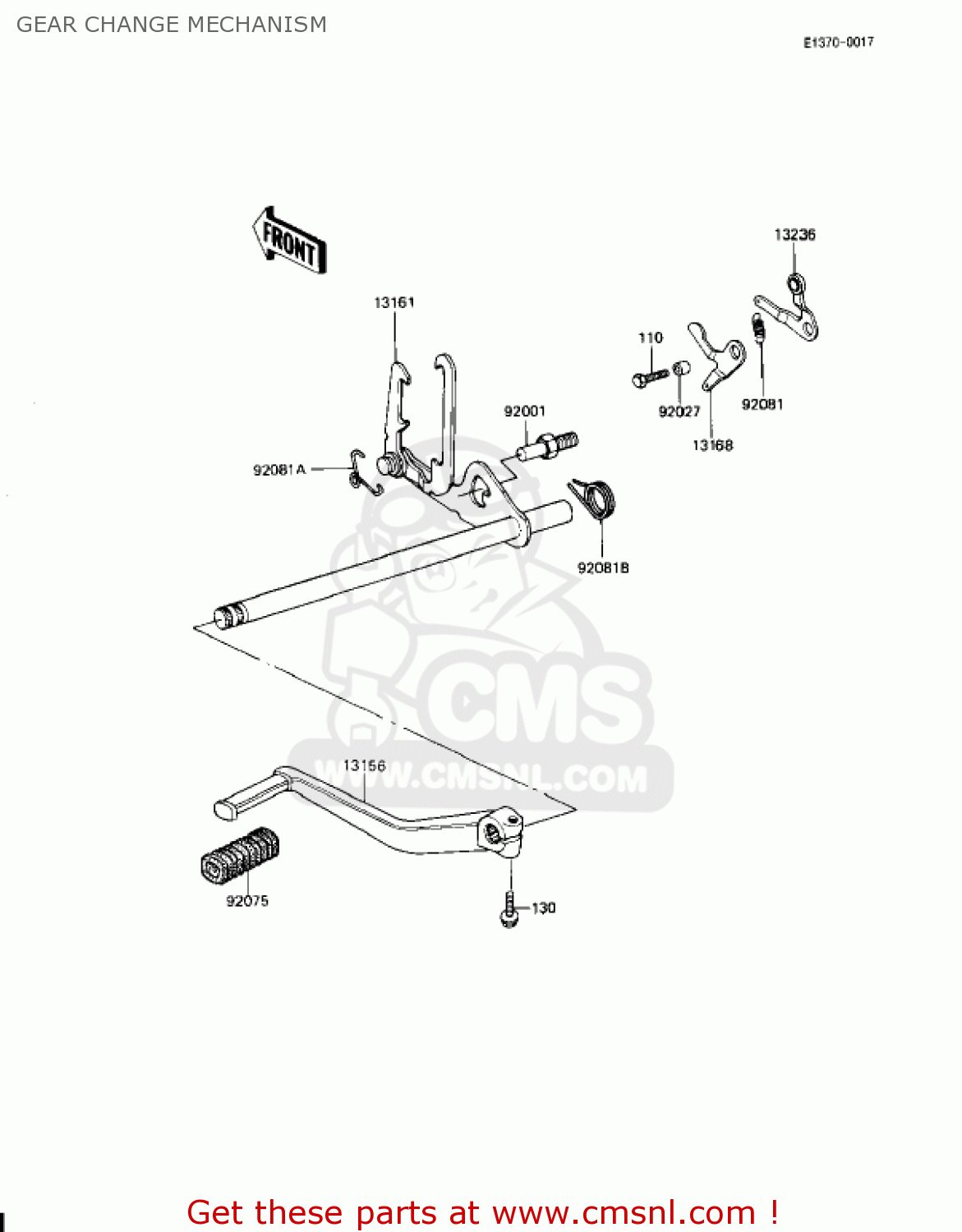 GEAR CHANGE MECHANISM KZ1100L1 LTD SHAFT 1983 USA CANADA