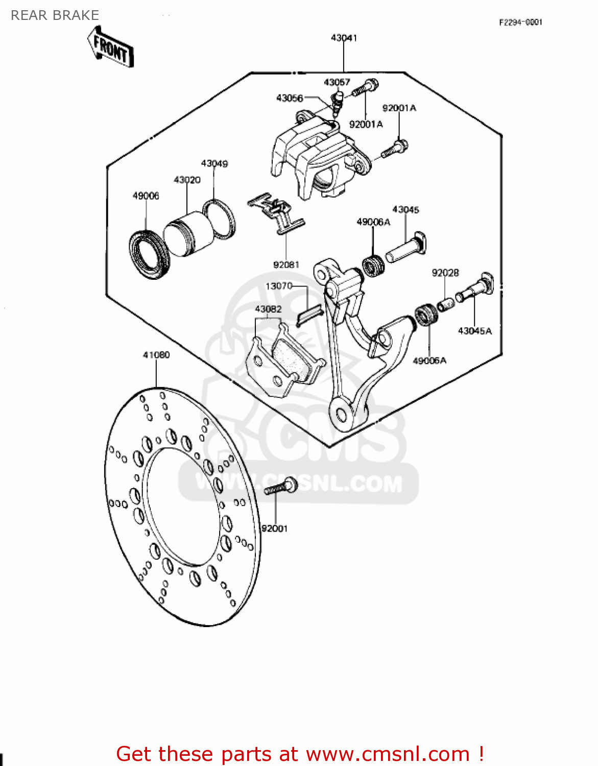 REAR BRAKE KZ1100L1 LTD SHAFT 1983 USA CANADA