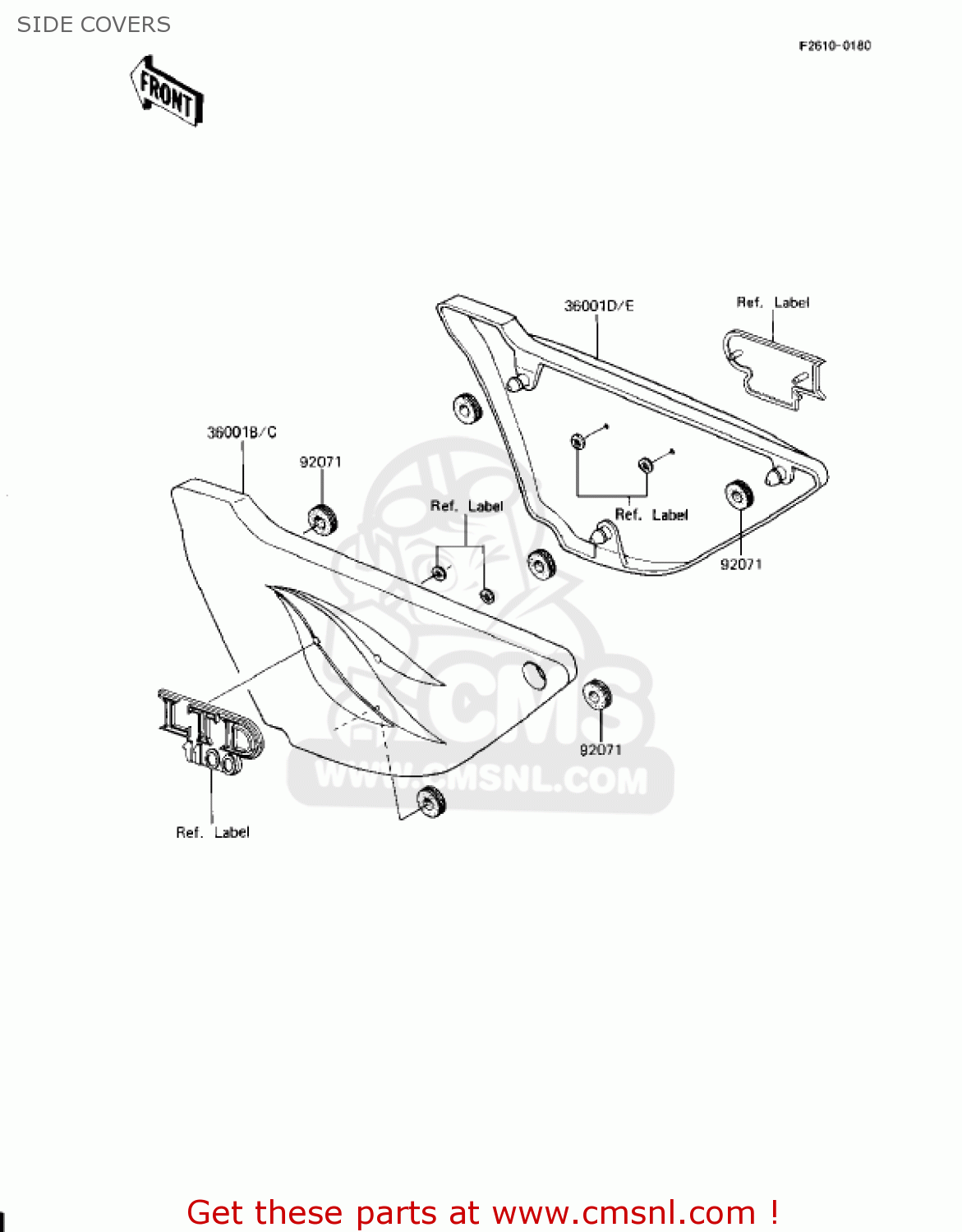 SIDE COVERS KZ1100L1 LTD SHAFT 1983 USA CANADA