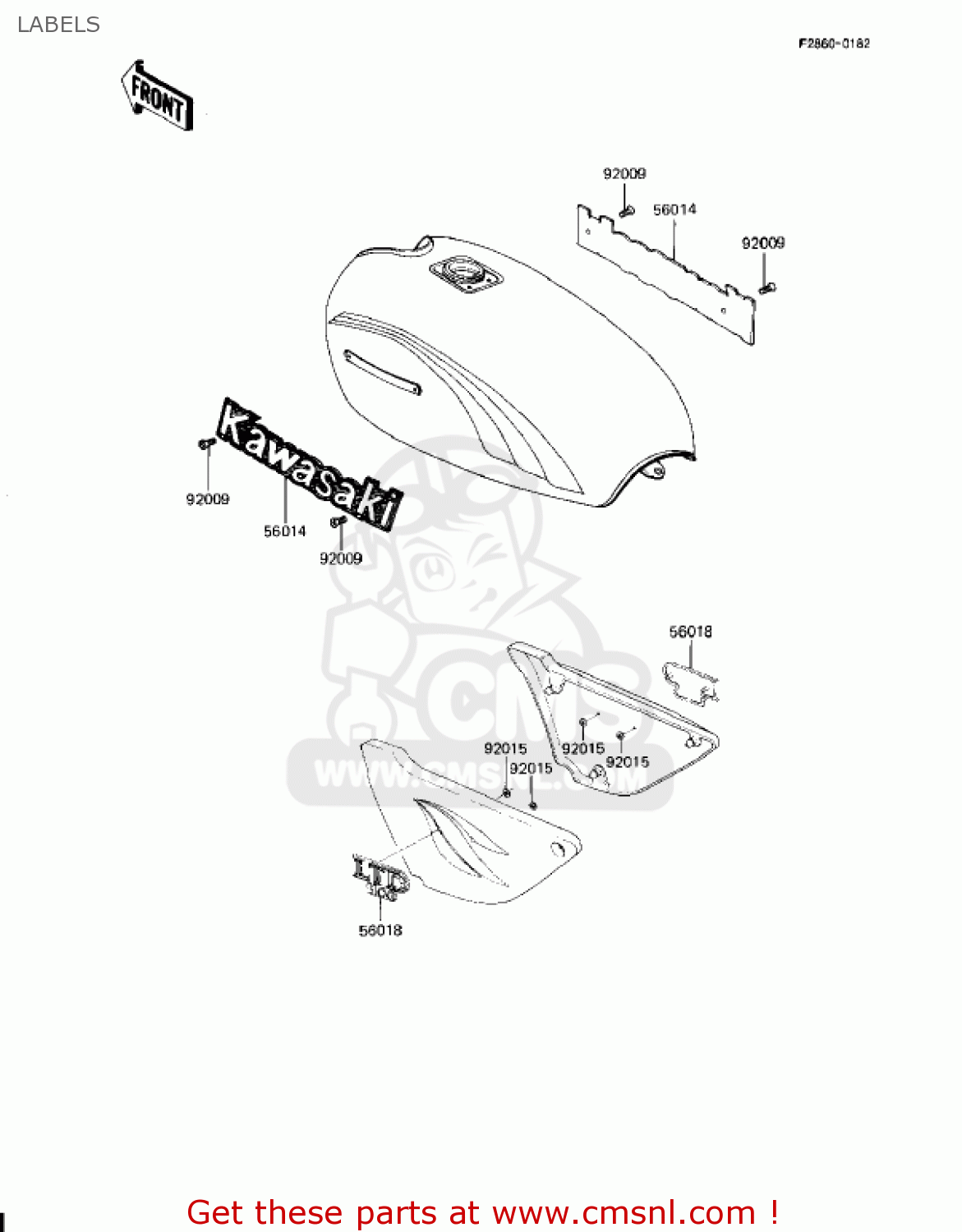 LABELS KZ1100L1 LTD SHAFT 1983 USA CANADA