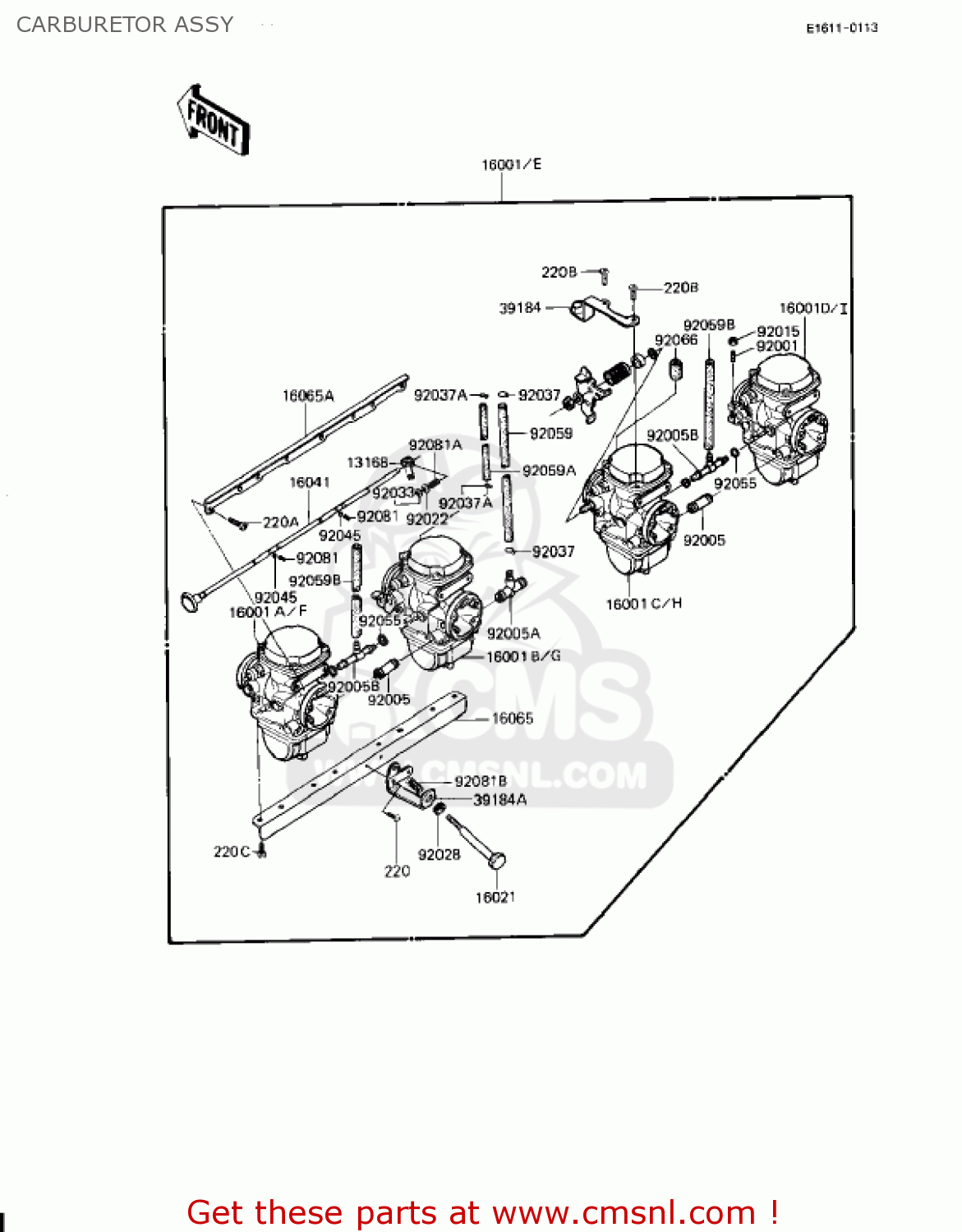 CARBURETOR ASSY KZ1100L1 LTD SHAFT 1983 USA CANADA