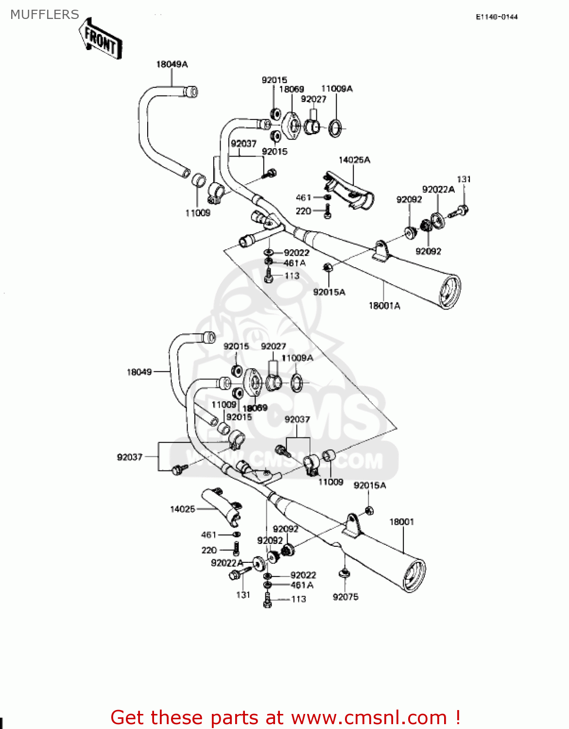 MUFFLERS KZ1100L1 LTD SHAFT 1983 USA CANADA