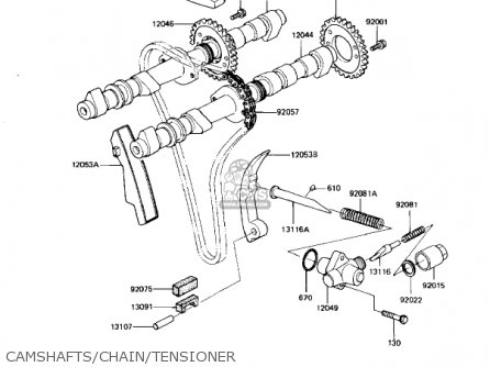CAMSHAFTS/CHAIN/TENSIONER - KZ1100L1 LTD SHAFT 1983 USA CANADA