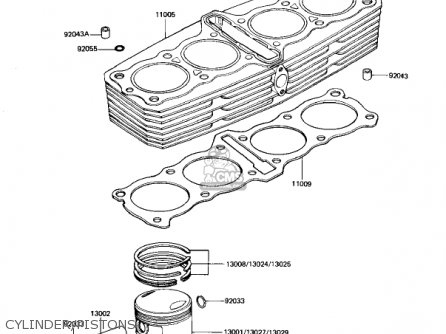 CYLINDER/PISTONS - KZ1100L1 LTD SHAFT 1983 USA CANADA
