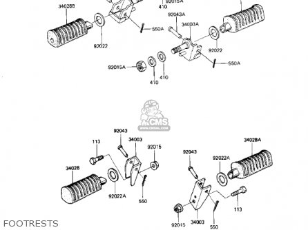 FOOTRESTS - KZ1100L1 LTD SHAFT 1983 USA CANADA