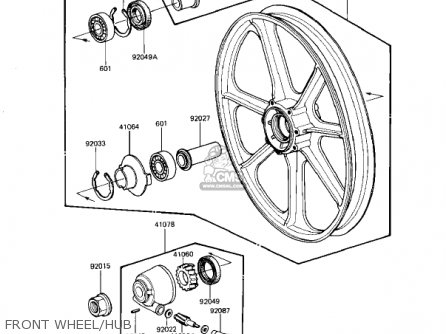 FRONT WHEEL/HUB - KZ1100L1 LTD SHAFT 1983 USA CANADA