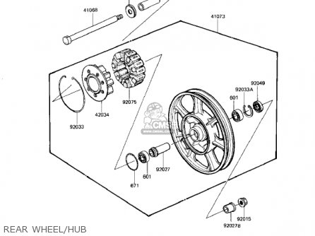 REAR WHEEL/HUB - KZ1100L1 LTD SHAFT 1983 USA CANADA
