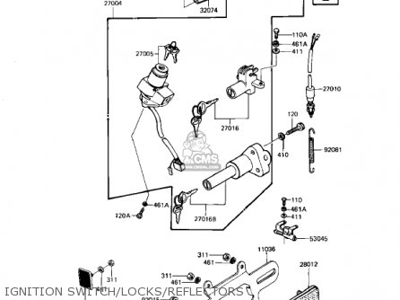 IGNITION SWITCH/LOCKS/REFLECTORS - KZ1100L1 LTD SHAFT 1983 USA CANADA