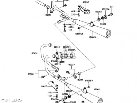 MUFFLERS - KZ1100L1 LTD SHAFT 1983 USA CANADA