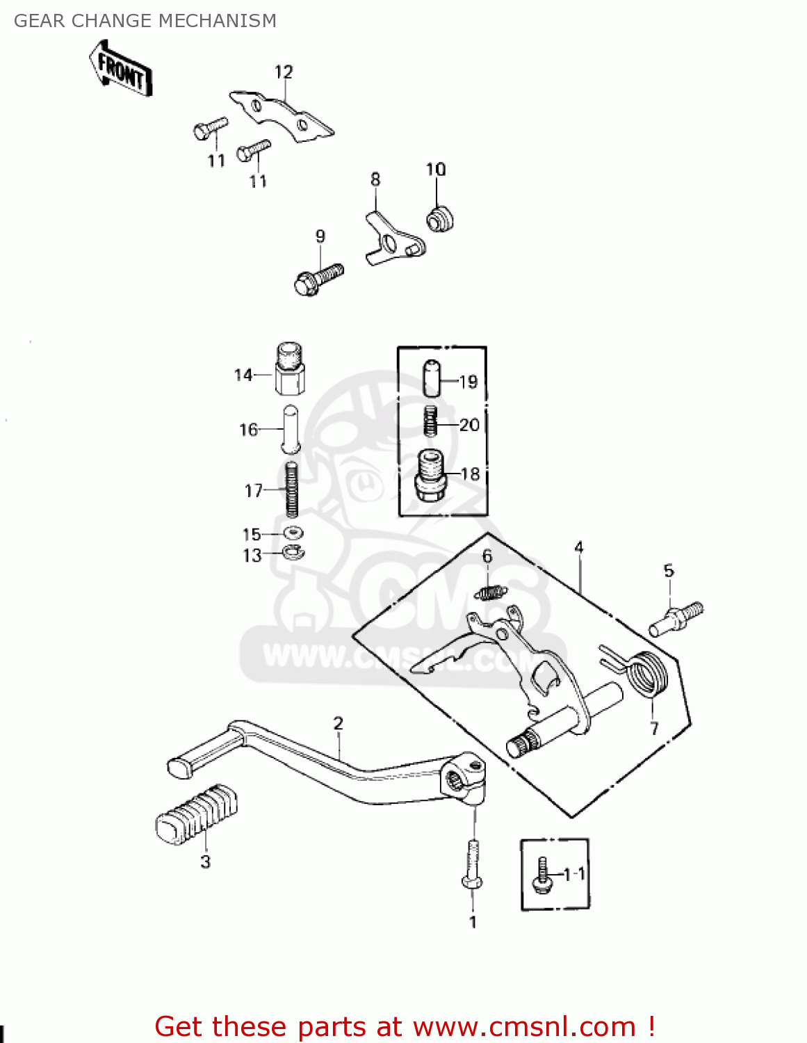 GEAR CHANGE MECHANISM KZ1300A1 1979 USA CANADA