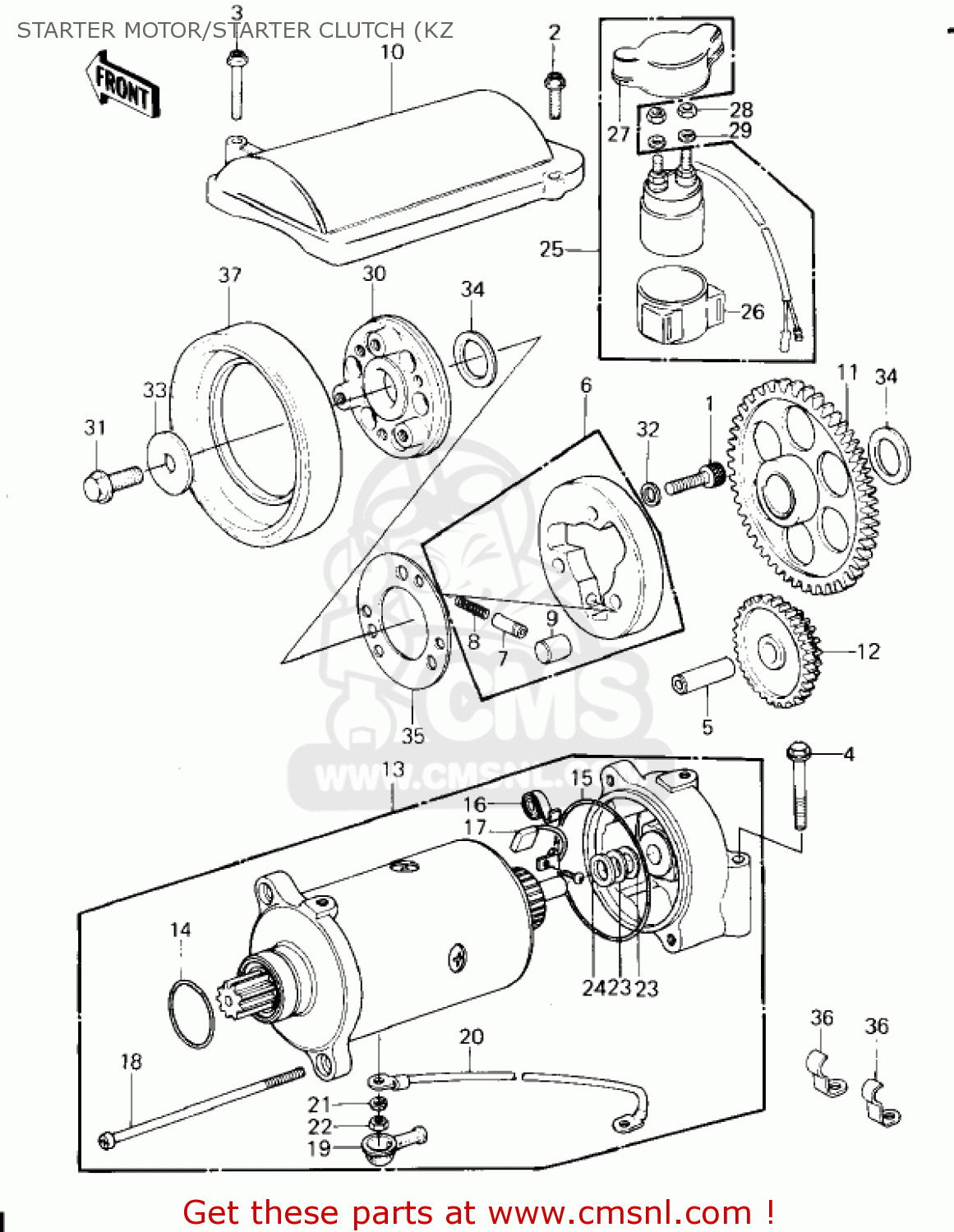 STARTER MOTOR/STARTER CLUTCH (KZ KZ1300A1 1979 USA CANADA