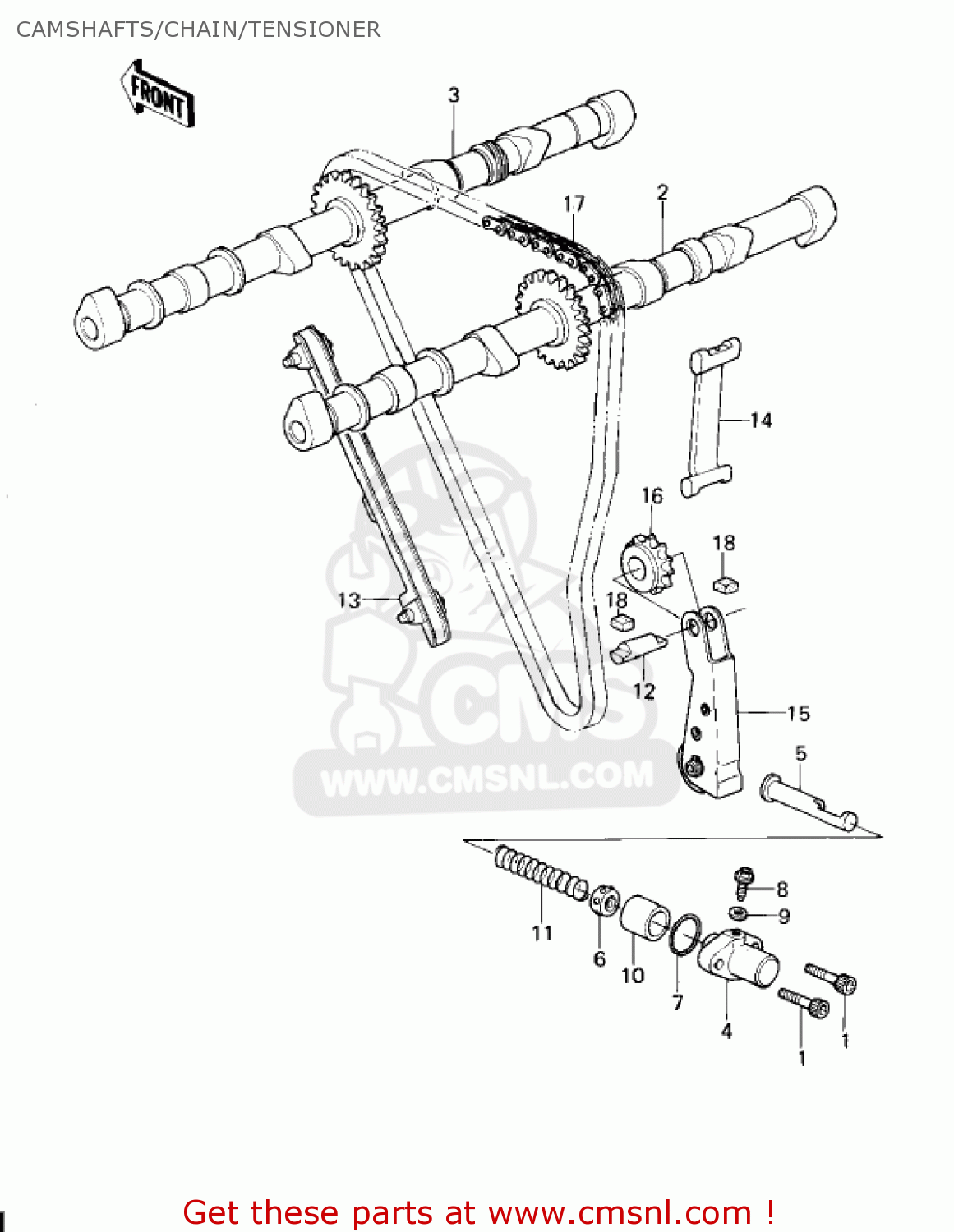 CAMSHAFTS/CHAIN/TENSIONER KZ1300A1 1979 USA CANADA