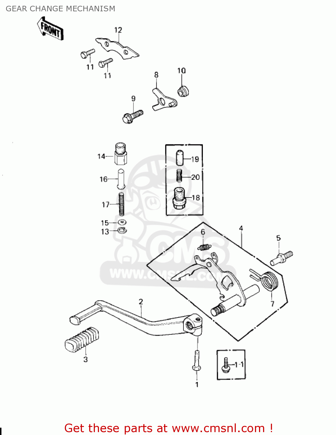 GEAR CHANGE MECHANISM KZ1300A2 1980 USA CANADA
