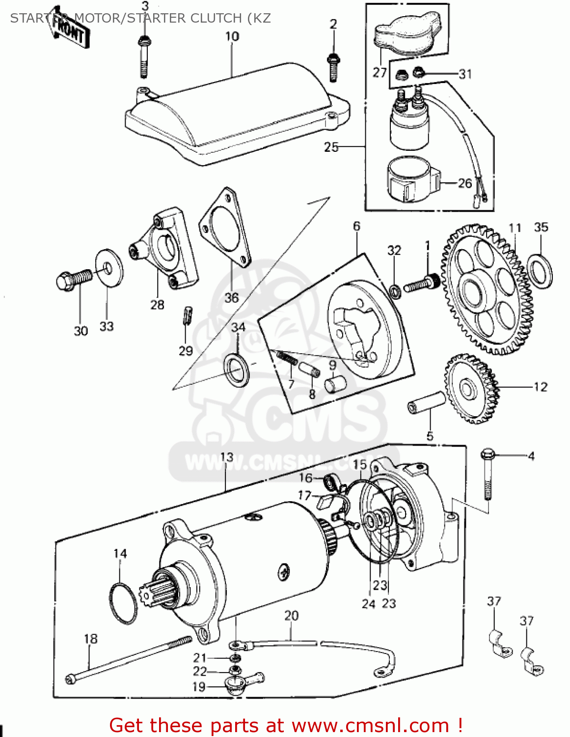 STARTER MOTOR/STARTER CLUTCH (KZ KZ1300A2 1980 USA CANADA