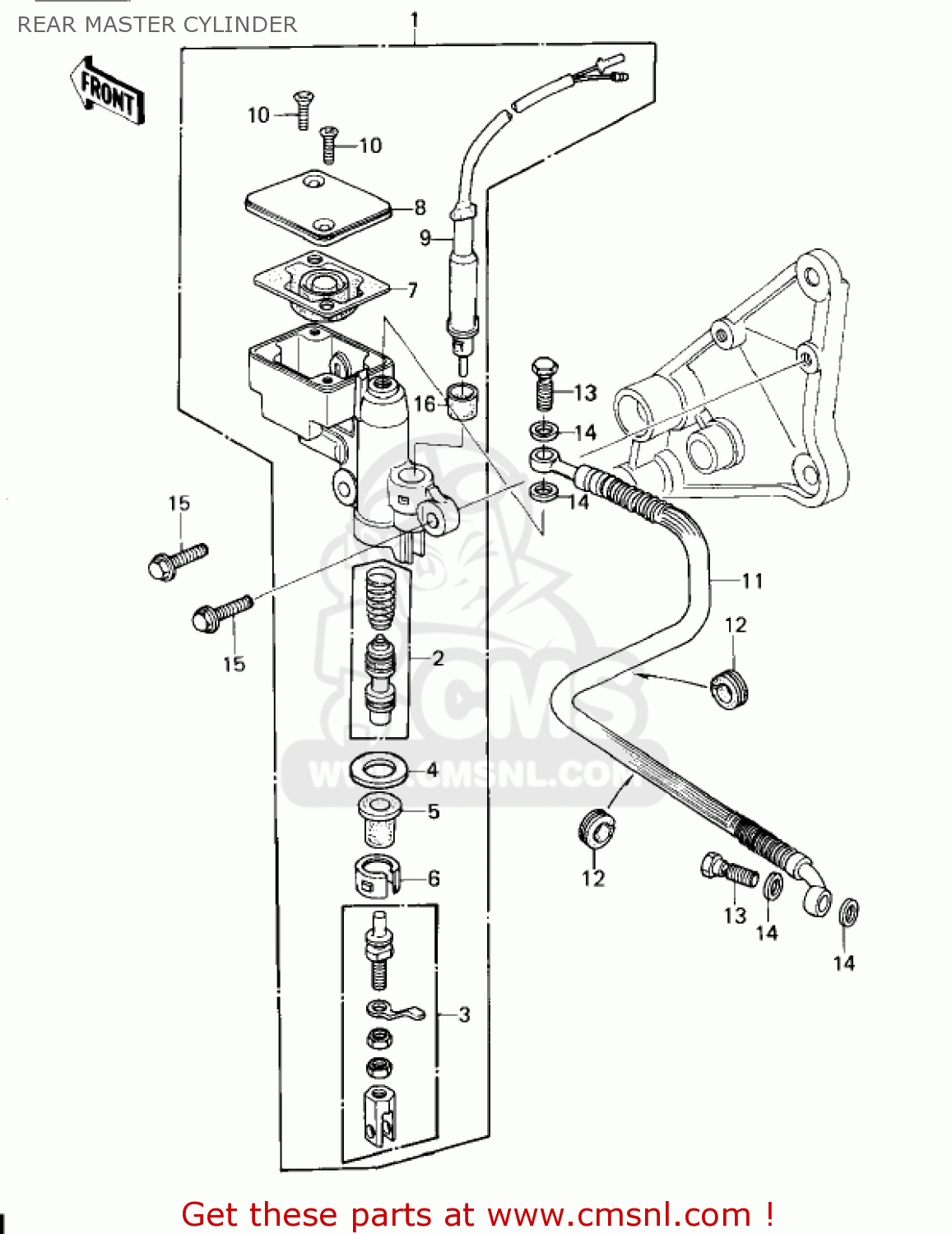 REAR MASTER CYLINDER KZ1300A2 1980 USA CANADA