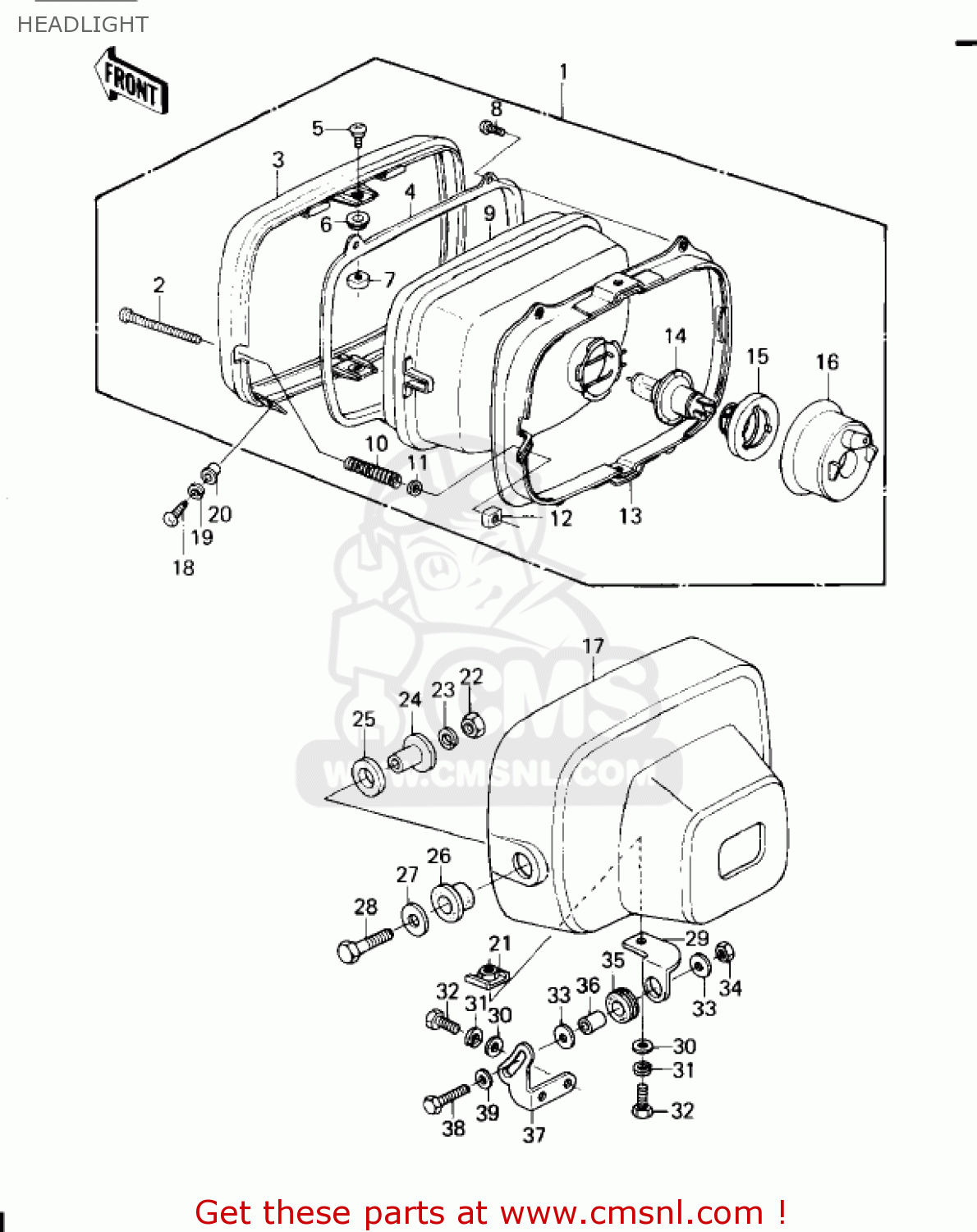 HEADLIGHT KZ1300A2 1980 USA CANADA