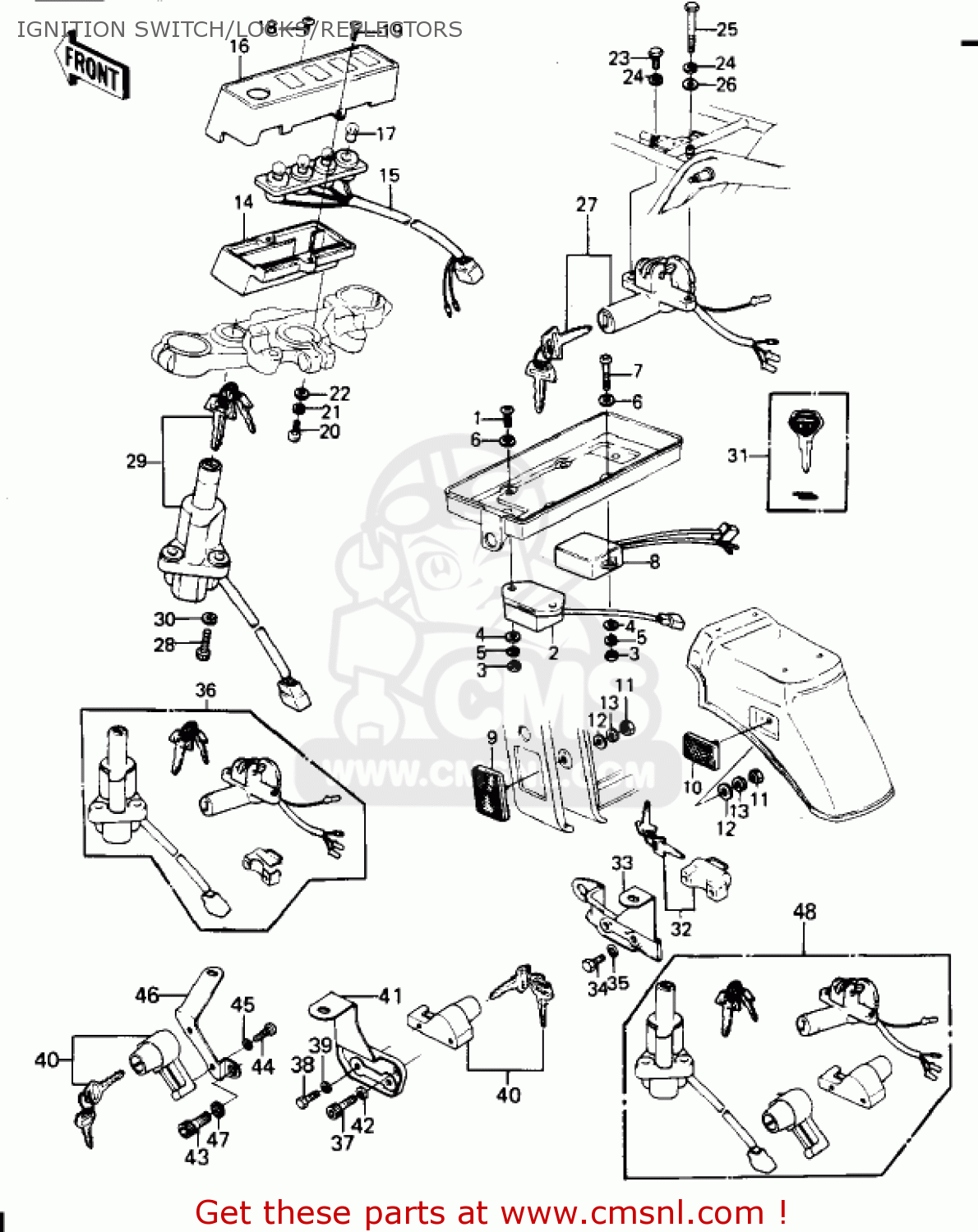 IGNITION SWITCH/LOCKS/REFLECTORS KZ1300A2 1980 USA CANADA